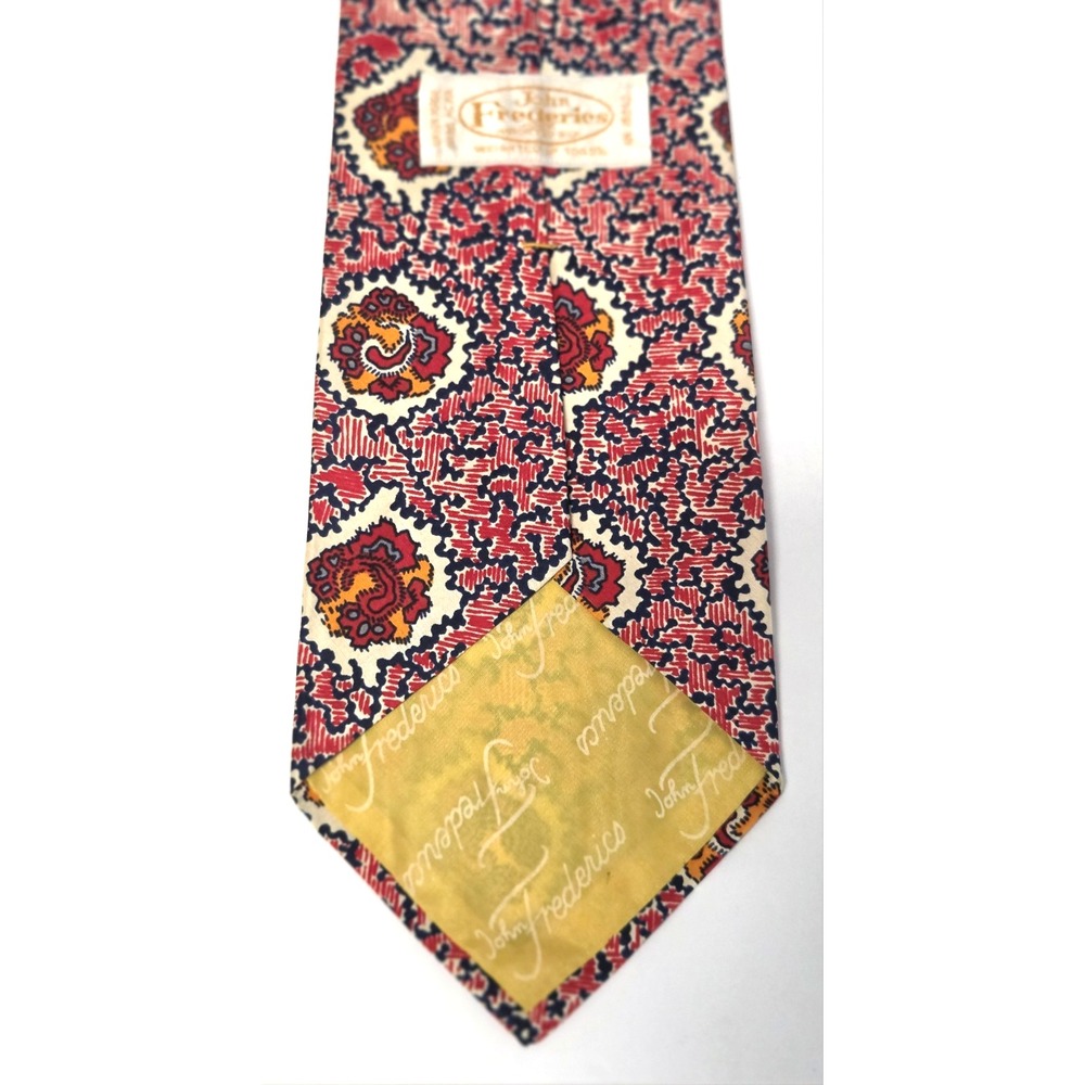 VTG Silk John Frederics Necktie Silk Union Made Levys Nashville Wide Tie Red/Blu - Picture 9 of 10